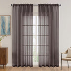 Chocolate Sheer Curtains 84 Inches Long 2 Panels Set, Light Filtering Sheer by OVZME