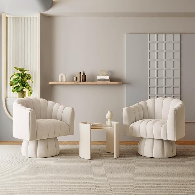 Dewhut Swivel Accent Chair Set of 2, 360° Swivel Barrel Chair - Image 7