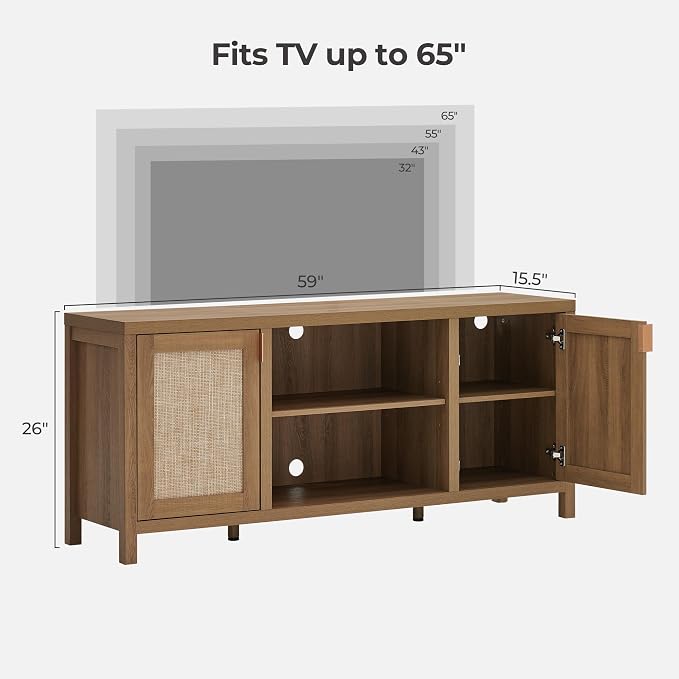 SICOTAS TV Stands for Living Room : Rattan TV Console Cabinet - Image 2