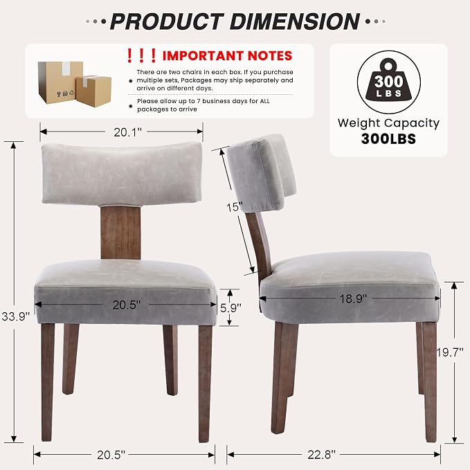 HNY Mid Century Modern Dining Chairs Set of 4, Farmhouse PU Leather Upholstered - Image 2