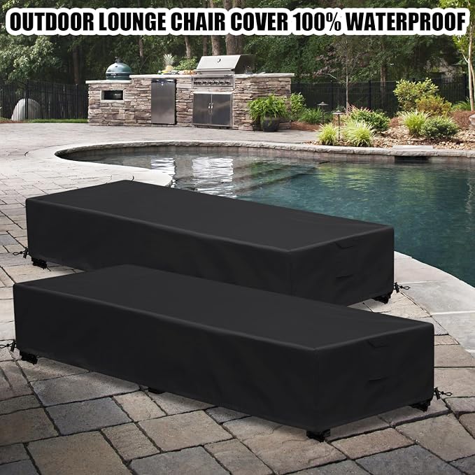 Lounge Chair Covers Outdoor Waterproof Patio Chaise Lounge Cover 600D Weather - Image 7