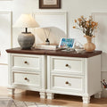 SAVOR LIFE Farmhouse Nightstand Set of 2, Rustic Low Nightstands by SAVORLIFEFurniture