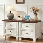 SAVOR LIFE Farmhouse Nightstand Set of 2, Rustic Low Nightstands by SAVORLIFEFurniture
