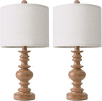 BOBOMOMO 20" Rustic Bedside Lamps Set of 2- Vintage Resin Table Lamps - Image 4