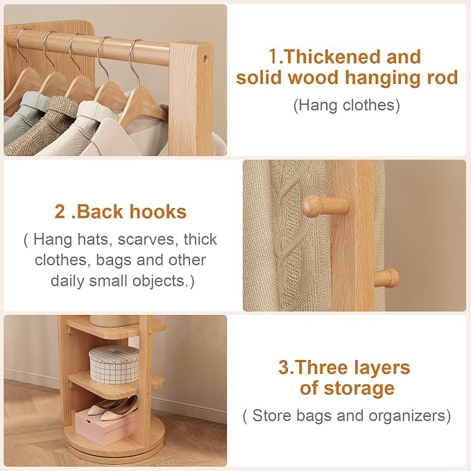WoodsWhisper Full Length Mirror Coat Rack Solid Wood Floor Mirror 66"x12" Full - Image 8