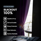 SimpleHome Purple 100% Blackout Curtains Room Darkening Living Room 84 Inch | - Image 3