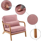 Bonnlo Pink Accent Chairs Set of 2, Upholstered Mid Century Modern Lounge - Image 4