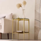 LumFurn Round Glass End Table, Mid-Century Modern Design Sofa Table - Image 5