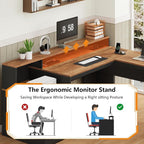 YOMILUVE 63" Farmhouse L Shaped Executive Desk - Image 8