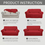 Easy-Going Stretch Oversized Loveseat Couch Covers Washable Christmas Red | - Image 6