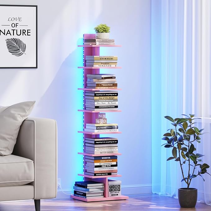 TUTOTAK Narrow Bookshelf, 8-Tier Bookcase - Image 5