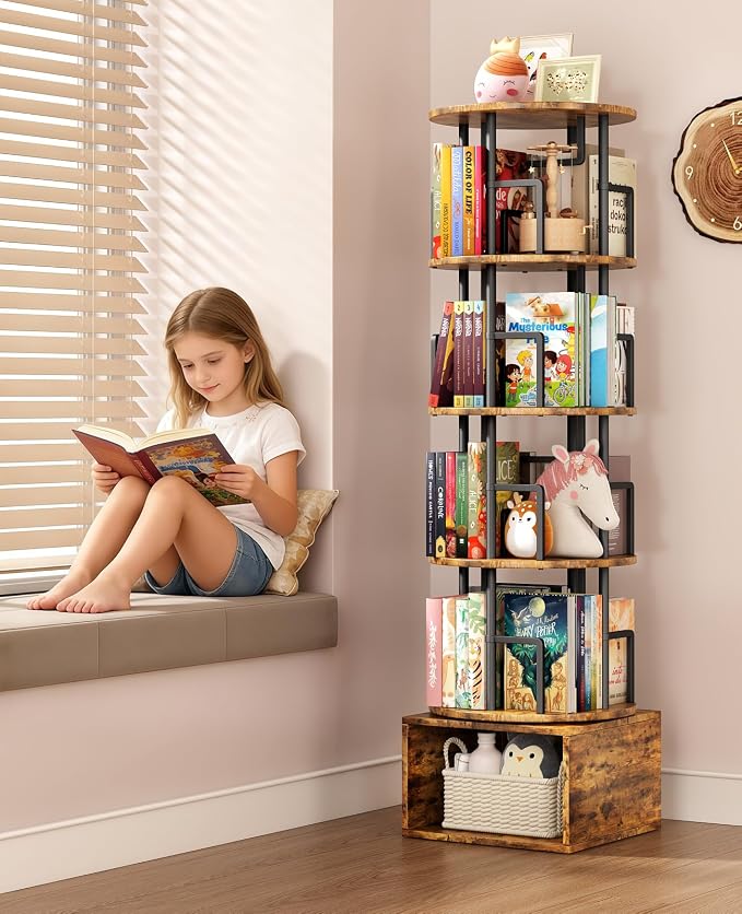 Kalrin 5 Tier Rotating Bookshelf - Image 3