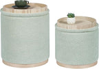 PINPLUS Round Ottoman with Storage Set of 2, Storage Ottoman with Tray by PINPLUS