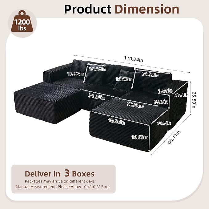 110" Modular Sectional Couch - Image 2