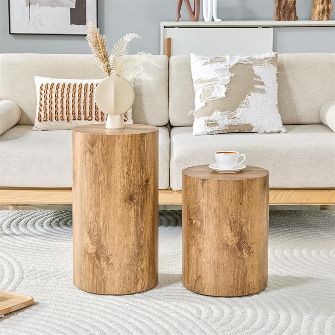 End Table Set of 2, Modern Round Side Table Sofa Couch Tables, Living Room - Image 3