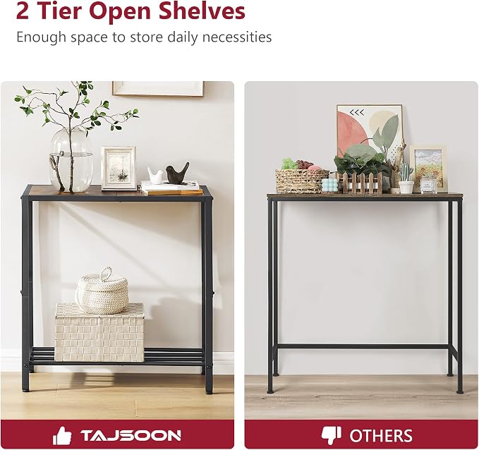 Tajsoon Console Table 28.3''L, 2 Tier Narrow Entryway Table - Image 6