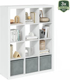 Furinno Cubicle Book Shelf, 12-Cube Bookshelf, Triple Thick Frame Cube Storage - Image 6
