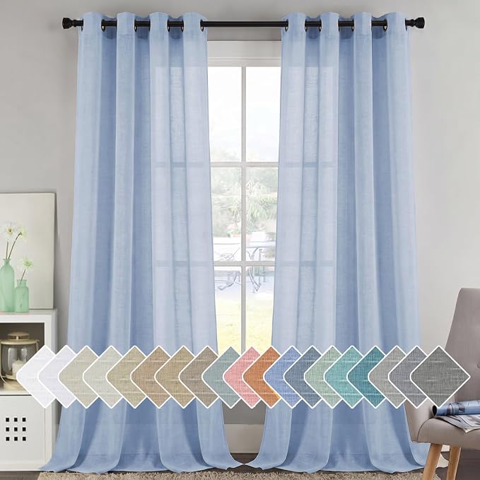 H.VERSAILTEX Linen Curtains Flax Linen Blended Curtain Panels by HVERSAILTEX