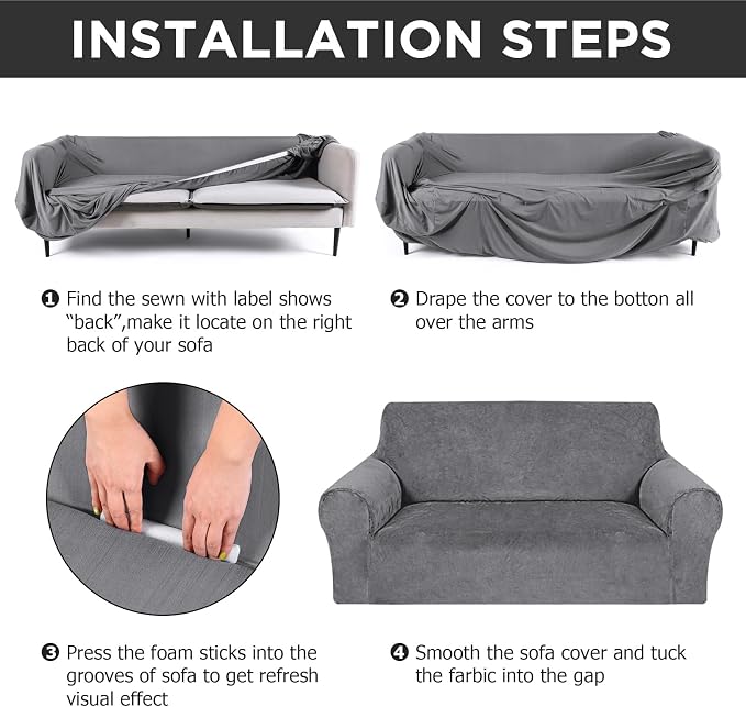 Peryiter 3 Pcs Couch and Loveseat Covers Set Sofa Cover - Image 5