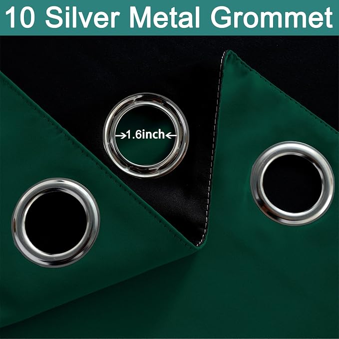 Yakamok Dark Green Blackout Patio Door Curtain Panels W70 x L84, 1 Panel | - Image 6