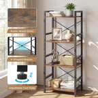 Tangkula 3-Tier Industrial Bookshelf, 16.5" Width Wooden Open Bookcase - Image 7