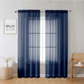 Navy Blue Sheer Curtains 78 Inches Long 2 Panels, Light Filtering Voile Airy by Lecloud