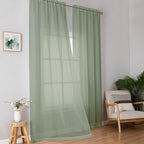 Simplebrand Sage Sheer Curtains 96 Inches Long, Light Filtering Rod Pocket by Simplebrand