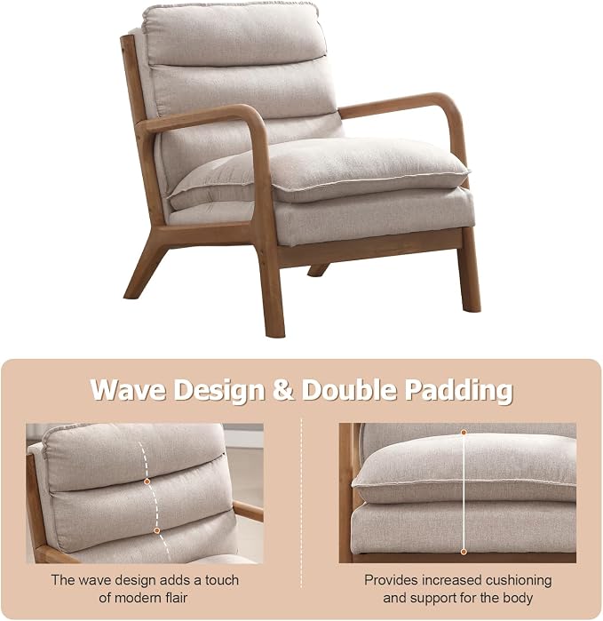 INZOY Mid Century Modern Accent Chair - Image 3
