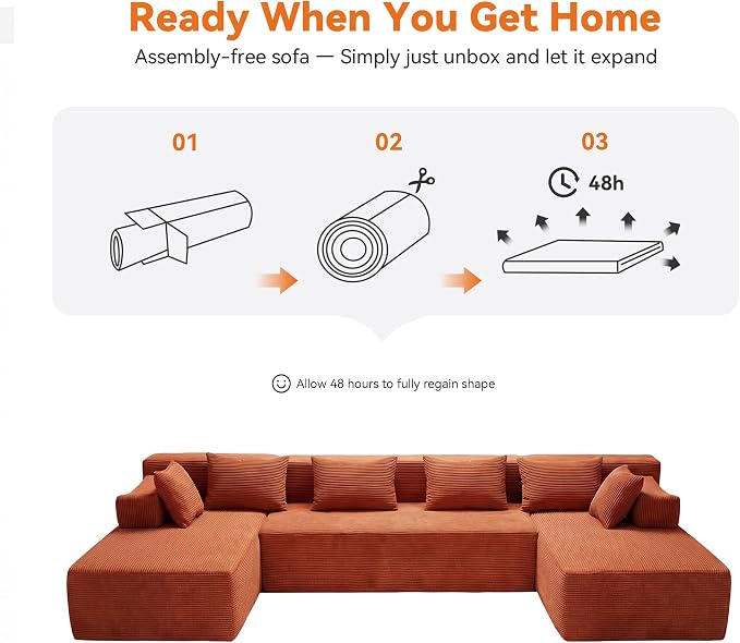 MONVANE 141" U Shaped Cloud Sectional Couch - Image 9