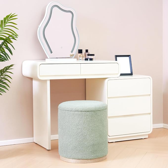 PINPLUS Round Ottoman with Storage Set of 2, Storage Ottoman with Tray - Image 9