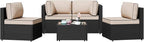 Shintenchi 5 Pieces Outdoor Patio Sectional Sofa Couch, Patio Conversation Sets - Image 7