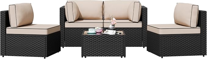 Patio Furniture Sets, 5 Piece Outdoor Sectional Sofas, Wicker Rattan Outdoor by Shintenchi%7CFurnitureMadeforRealLife