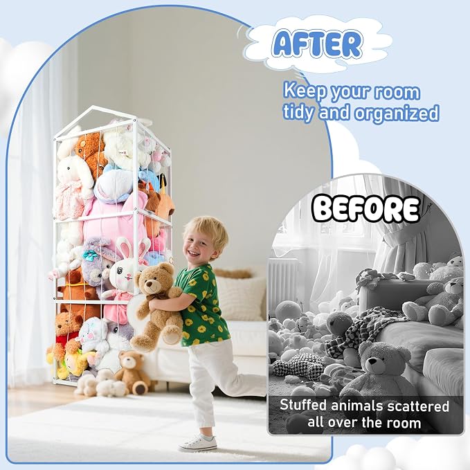 NomNest Stuffed Animal Storage Zoo, Large Metal Plushies Organizer, Heavy Duty - Image 5