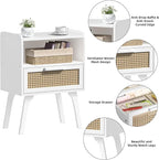 Lerliuo Rattan Nightstands Set of 2, Bedside Table - Image 8