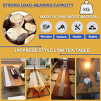 Japanese Floor Table -Vintage Solid Wood Tatami Table, Low Rectangular Tea Table - Image 5