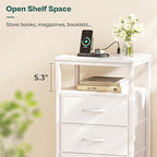 Huuger Nightstand with Charging Station, 27.6 Inch Side Table with Drawers - Image 5
