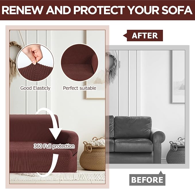 Peryiter 3 Pcs Couch and Loveseat Covers Set Sofa Cover - Image 6