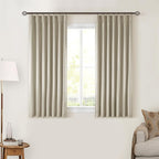 Burlywood Birch Pleated 100% Blackout Linen 45 Inch Curtains - Image 8