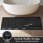 RESARE Waffle Bathroom Runner Rugs, Non Slip Boho Bath Mat 24"x60" Black | Long - Image 5
