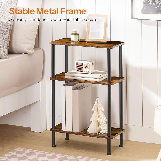 HOOBRO Narrow Side Table, 3-Tier Slim End Table No Tools Needed, Twist-On - Image 4