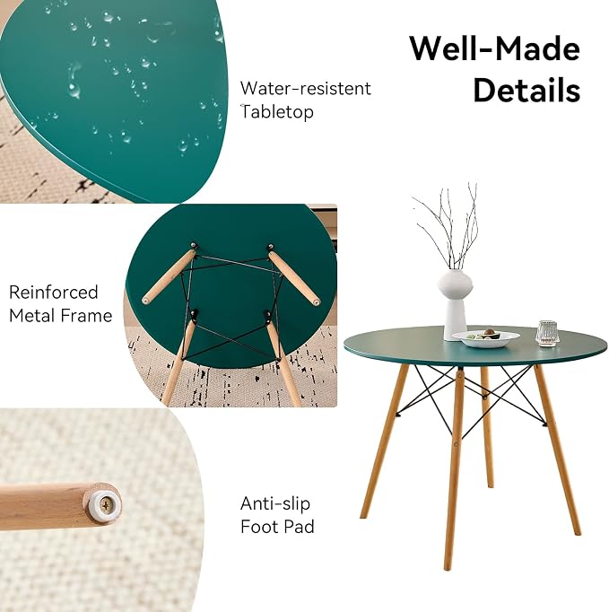 5-Piece Round Dining Table Set, Small 35.5" Kitchen Table Chairs Set of 4 Space - Image 4