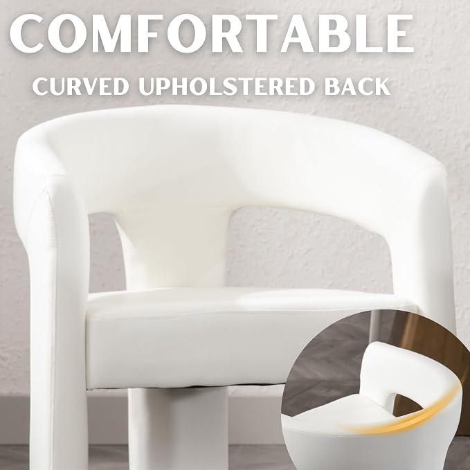 RIVOVA Modern Barrel Dining Chairs Set of 3, PU Leather Upholstered Accent Side - Image 4