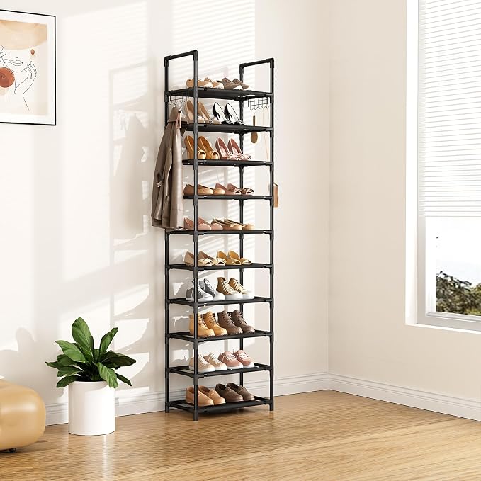 LANTEFUL 10 Tiers Shoe Rack 25 Pairs Large Capacity Tall Shoe Organizer Sturdy - Image 2