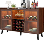 Auromie Wine Bar Cabinet with Led Light, Home Coffee Cabinet with Wine and by AuromieDirect