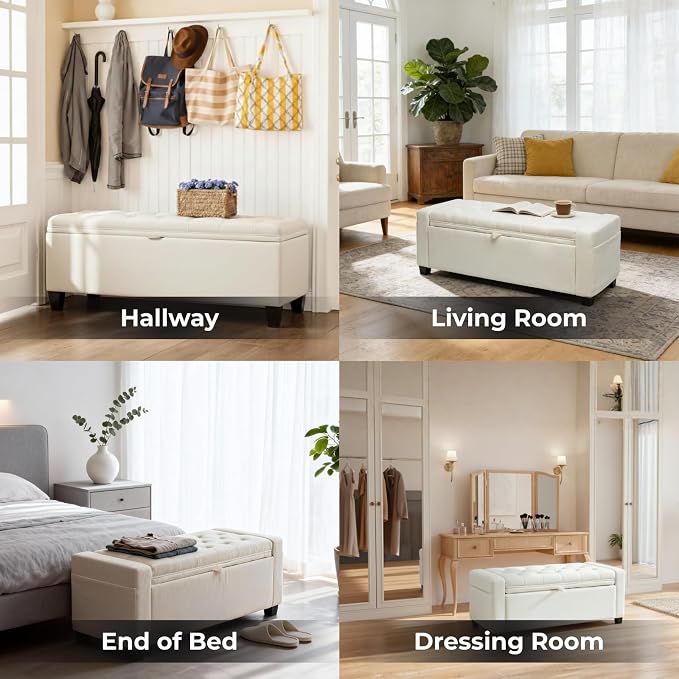 Storage Ottoman Bench for Bedroom, End of Bed Bench - Image 4