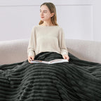BEDELITE Ribbed Twin Blanket for Couch & Bed, Charcoal Grey, Warm Yet - Image 3