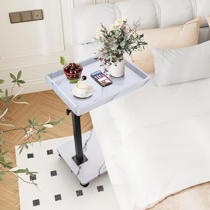 C Table End Table Adjustable Height, 360°Swivel TV Tray Table - Image 2