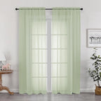Sheer Curtains 72 Inches Long 2 Panels Set, Light Filtering Sheer Curtain Rod by OWENIE