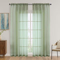 Sage Green Sheer Curtains 84 Inches Long 2 Panels Set, Light Filtering Sheer by OVZME