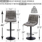 FIRAVOE Swivel Bar Stools Set of 3, Modern Adjustable Bar Stools - Image 2
